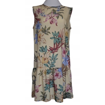 Sukienka z wiskozy kwiaty S/M 36/38 luźna żółta