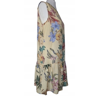 Sukienka z wiskozy kwiaty S/M 36/38 luźna żółta