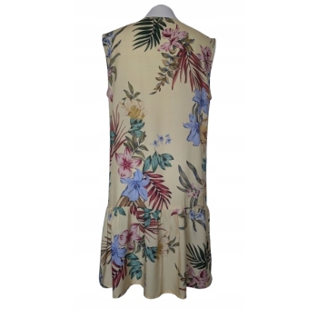 Sukienka z wiskozy kwiaty S/M 36/38 luźna żółta