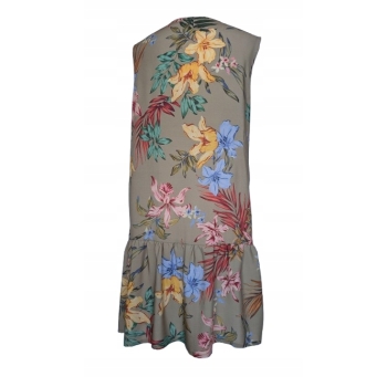 Sukienka z wiskozy kwiaty S/M 36/38 luźna oliwkowa