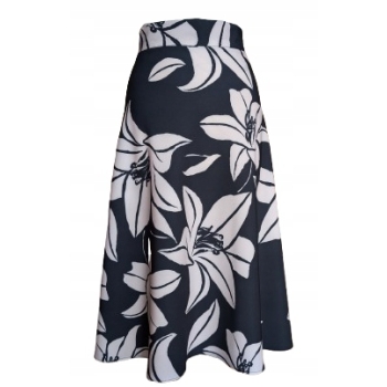 Spódnica MIDI czarna kwiaty