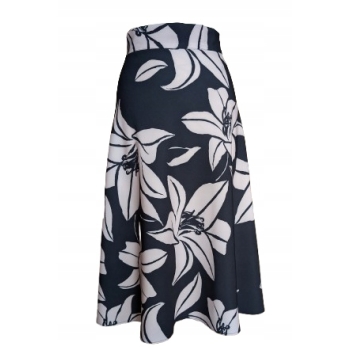Spódnica MIDI czarna kwiaty
