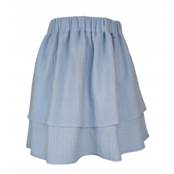 Spódniczka muślinowa warstwy falbany dziewczęca błękitna produkcja Polska