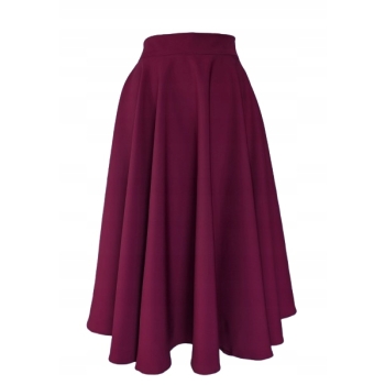 Spódnica koło Midi bordowa na wymiar