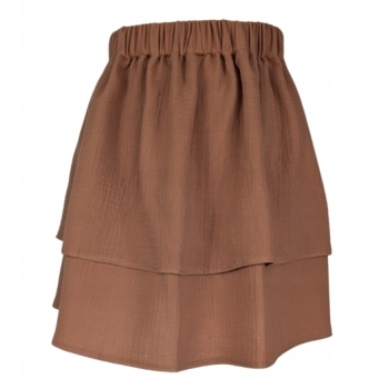 Spódniczka muślinowa warstwy falbany dziewczęca ciemny beż