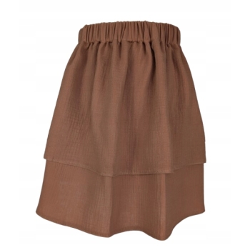 Spódniczka muślinowa warstwy falbany dziewczęca ciemny beż