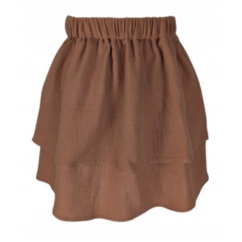 Spódniczka muślinowa warstwy falbany dziewczęca ciemny beż
