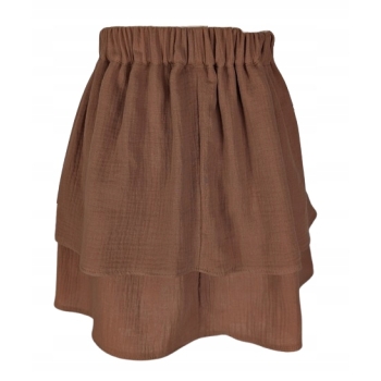 Spódniczka muślinowa warstwy falbany dziewczęca ciemny beż