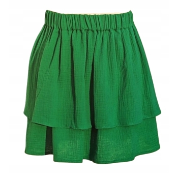 Spódniczka muślin bawełna warstwy falbany guma zielona produkcja Polska