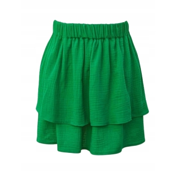Spódniczka muślin bawełna warstwy falbany guma zielona produkcja Polska