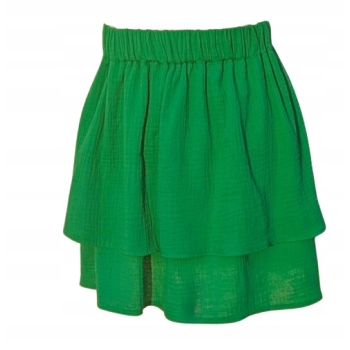 Spódniczka muślin bawełna warstwy falbany guma zielona produkcja Polska