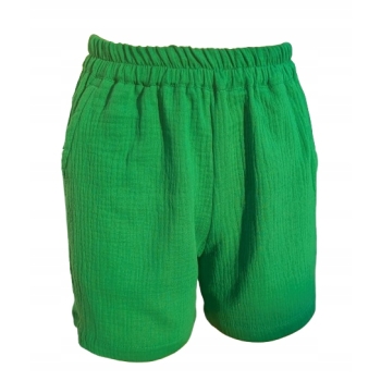 Bawełniane spodenki 36 S muślinowe zieleń trawiasta Produkcja Polska