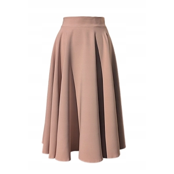 Spódnica koło Midi beżowa na wymiar Polska Produkcja rozkloszowana