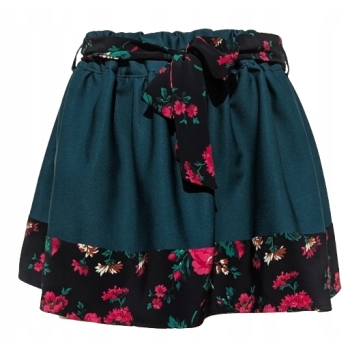 Spódniczka dziewczęca zielona kwiaty folk na gumie na wymiar