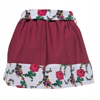 Spódniczka dziewczęca bordowa kwiaty folk na gumie na wymiar