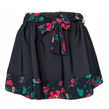 Spódniczka dziewczęca czarna kwiaty folk na gumie na wymiar