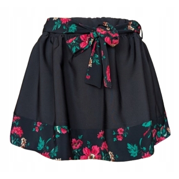 Spódniczka dziewczęca czarna kwiaty folk na gumie na wymiar