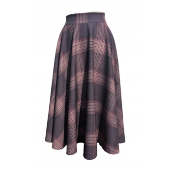 Spódnica koło Midi brązowa krata na wymiar Polska Produkcja rozkloszowana