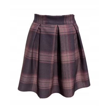 Spódnica MINI kontrafałdy brązowa krata na wymiar na zamówienie