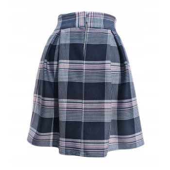 Spódnica MINI kontrafałdy niebieska granatowa krata na wymiar na zamówienie