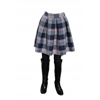 Spódnica MINI kontrafałdy niebieska granatowa krata