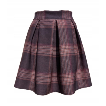 Spódnica MINI kontrafałdy brązowa krata