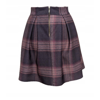 Spódnica MINI kontrafałdy brązowa krata