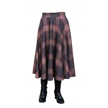 Spódnica koło Midi brązowa krata