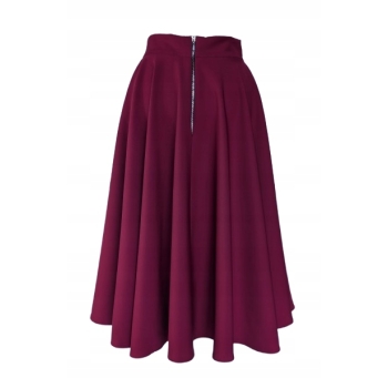 Spódnica Midi koło bordowa rozkloszowana