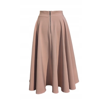 Spódnica koło Midi beżowa rozkloszowana