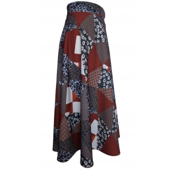 Spódnica klosz MIDI krata brąz szary