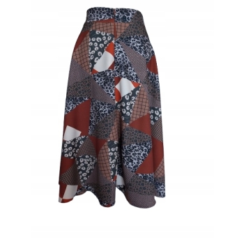 Spódnica klosz MIDI krata brąz szary