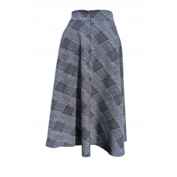 Spódnica klosz MIDI szara krata