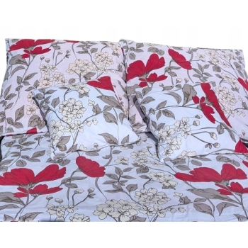 Pościel bawełniana poszewki 220x200cm na prezent 5 elementów kwiaty