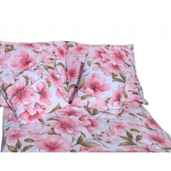 Pościel bawełniana poszewki 220x200cm na prezent 5 elementów kwiaty