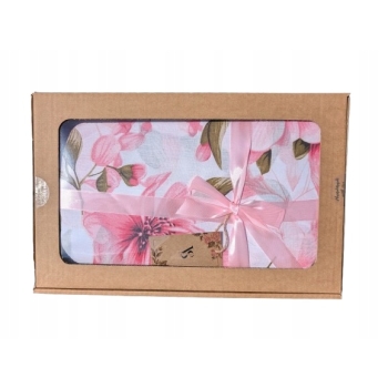 Pościel bawełniana poszewki 220x200cm na prezent 5 elementów kwiaty