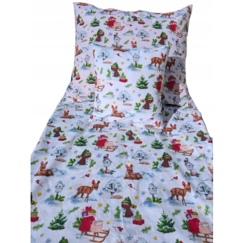 Pościel bawełniana poszewki 160x200cm na prezent 3 elementy świąteczna