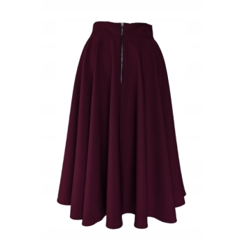 Spódnica Midi burgundowa bordowa Polska Produkcja rozkloszowana koło