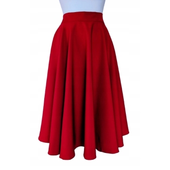 Spódnica Midi czerwona rozkloszowana koło