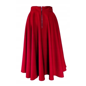 Spódnica Midi czerwona na wymiar Polska Produkcja KGW rozkloszowana S M L