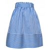 Bawełniana spódnica midi w paski błękitna kieszenie gumka w pasie+ pasek
