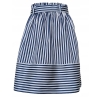 Bawełniana spódnica midi w paski granatowe kieszenie gumka w pasie + pasek