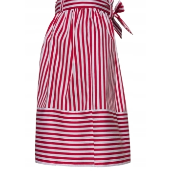 Bawełniana spódnica midi w paski czerwone kieszenie gumka w pasie +pasek