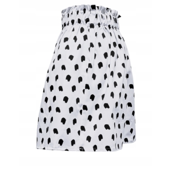 Spódniczka mini biała cętki na gumie kieszenie uniwersalna S M L