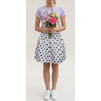 Spódniczka mini biała cętki na gumie kieszenie uniwersalna S M L