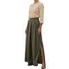 Spódnica MAXI khaki S 36 LEN BAWEŁNA Polska Produkcja guma