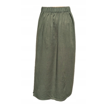 Spódnica MAXI khaki M 38 LEN BAWEŁNA Polska Produkcja guma