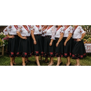 Spódnica kontrafałdy zielona kwiaty KGW folk szyta na miarę wymiar